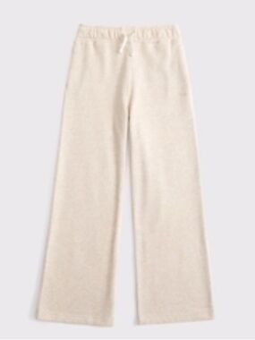 abercrombie kids Cream Drawstring Sweatpants Wide Leg